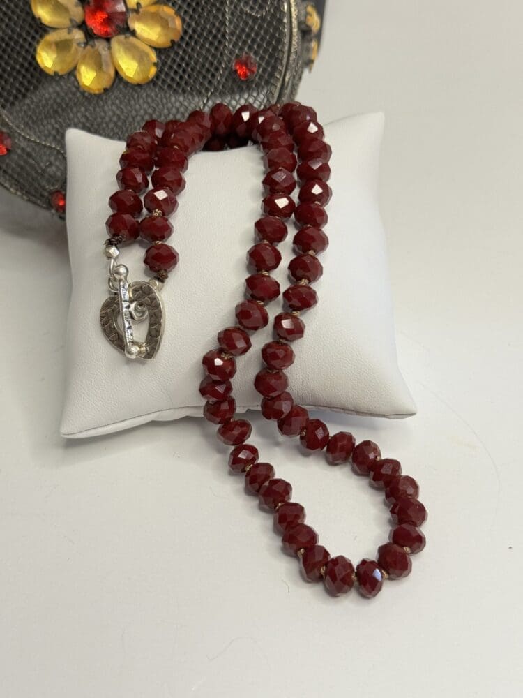 Red Jade with Sterling Silver Clasp
