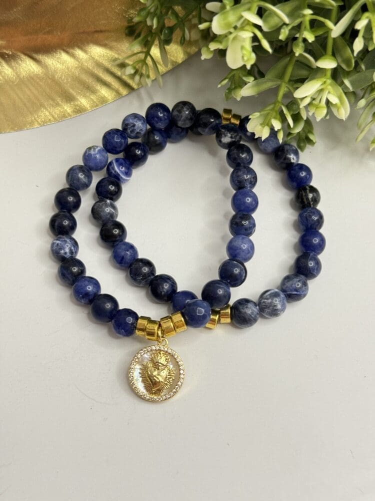 Sodalite with Sacred Heart Charm