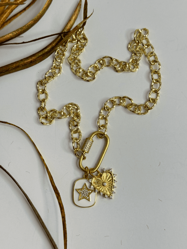 Gold Plated Chain With Star Charm & Carabiner