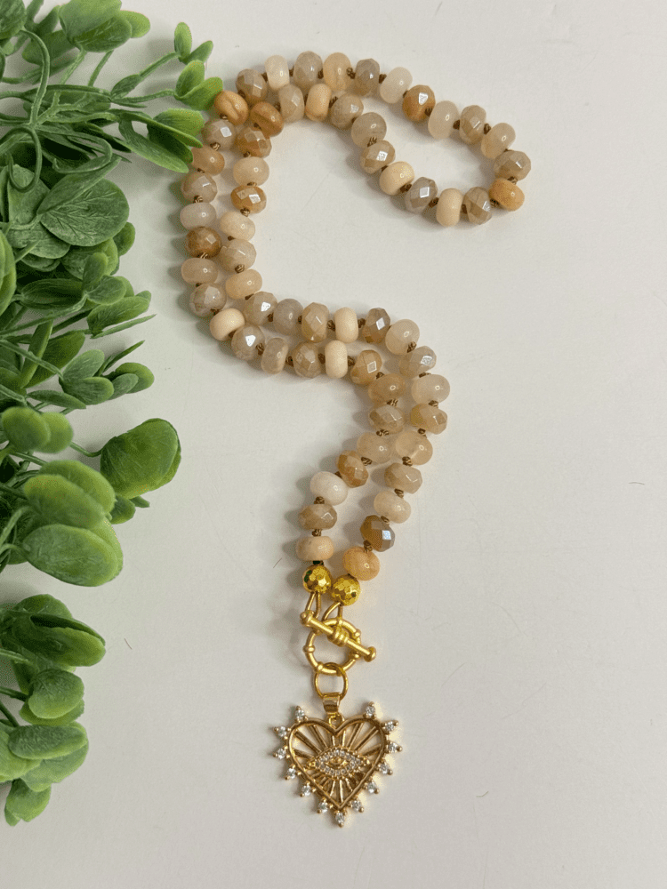 Plated Aventurine with Evil Eye Pendant