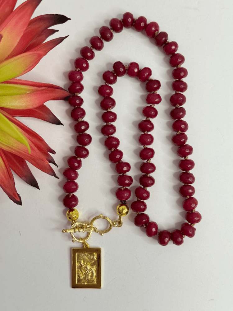 Ruby Jade with Dragon Pendant