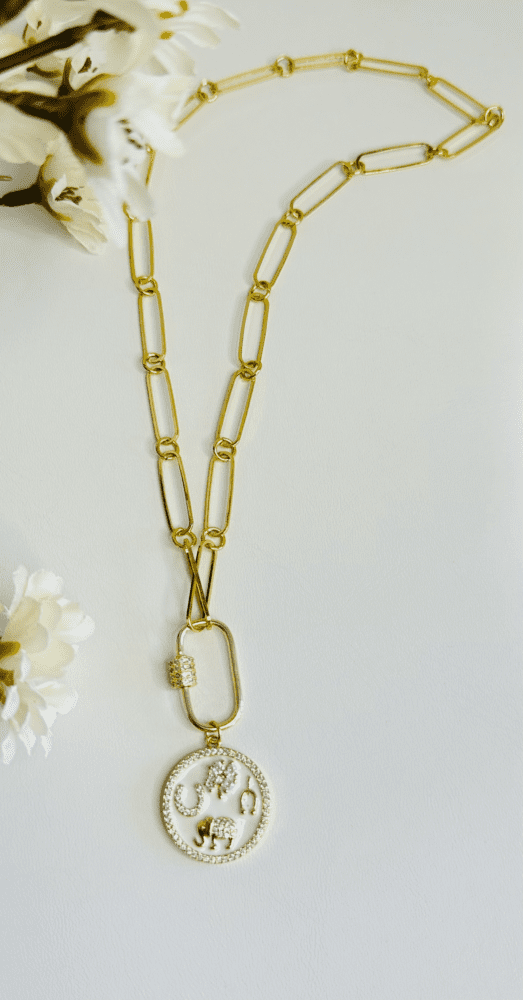 Paperclip Chain with Good Luck Pendant