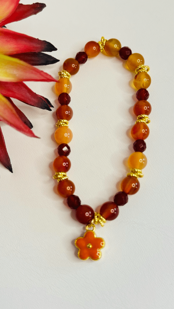 Citrine with Gold Accents and Orange Flower Charm