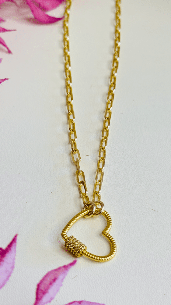 Paperclip Necklace with Heart Clasp