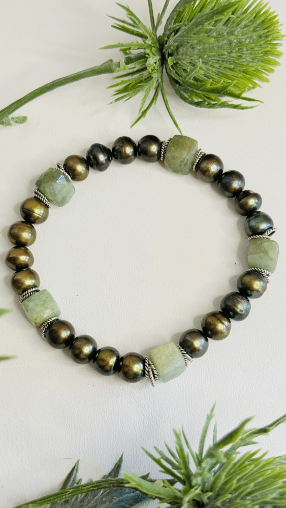 Dyed Freshwater Pearls with Agate and Sterling Silver Rings