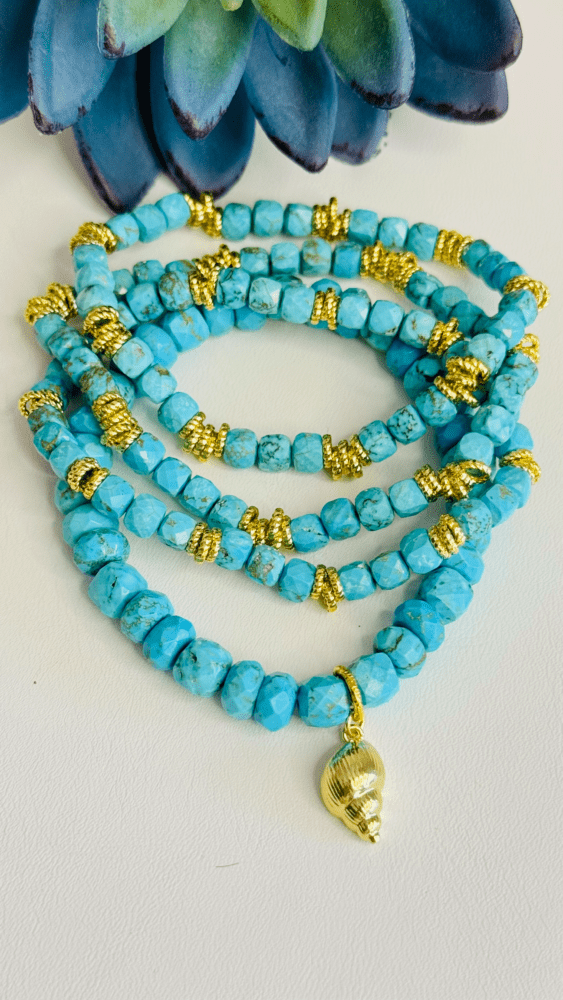 Turquoise Squares with Gold Round Accents
