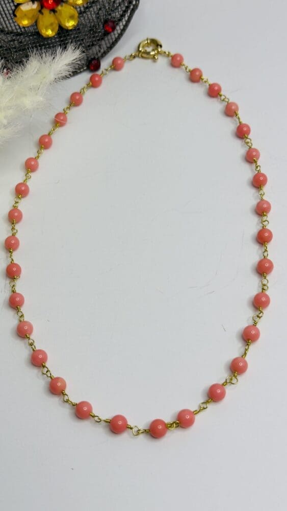 Coral Stones,Gold Wired