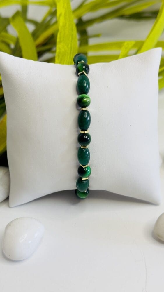 Jade Long Bead Tiger Eye & Gold Hematite