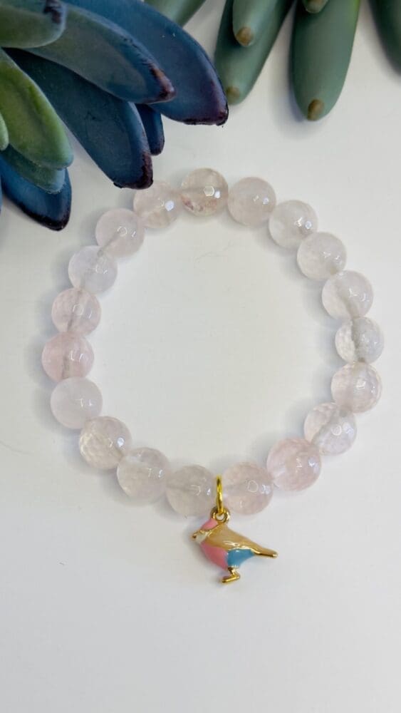 Rose Quartz with Bird Charm