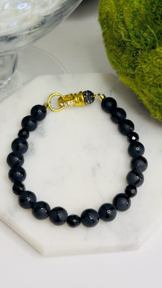 Onyx with Gold and Pave Clasp