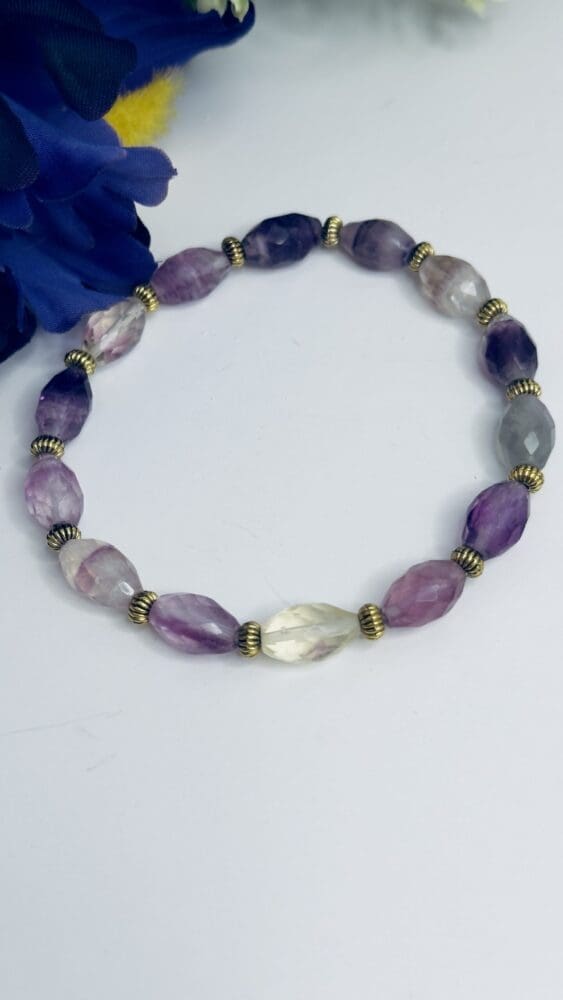 Faceted Fluorite with Gold Beads