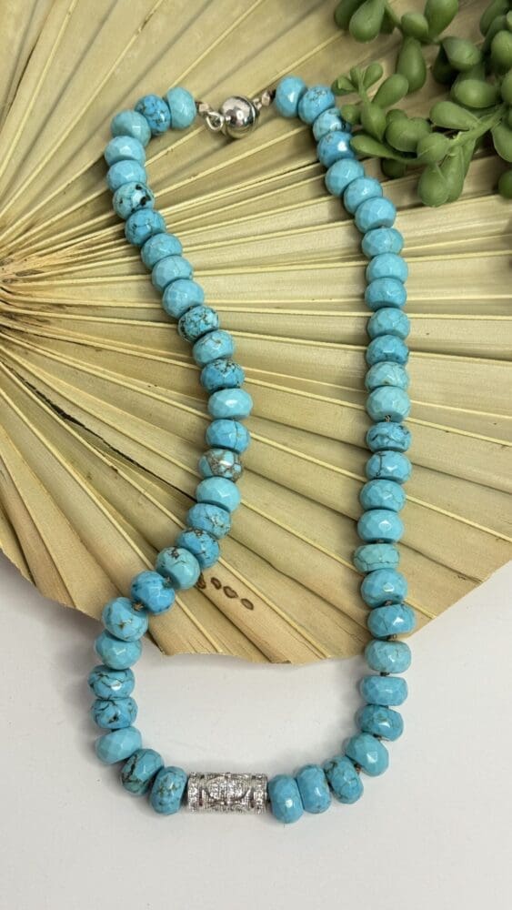 Howlite Silk Knotted with Micro Pave Bead & Magnetic Clasp