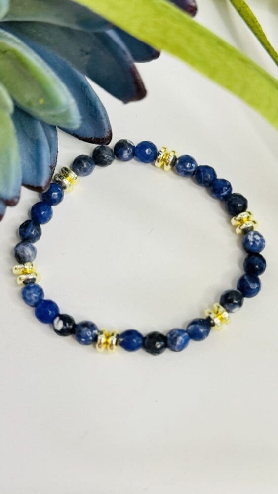Blue Sodalite with Gold Spacers