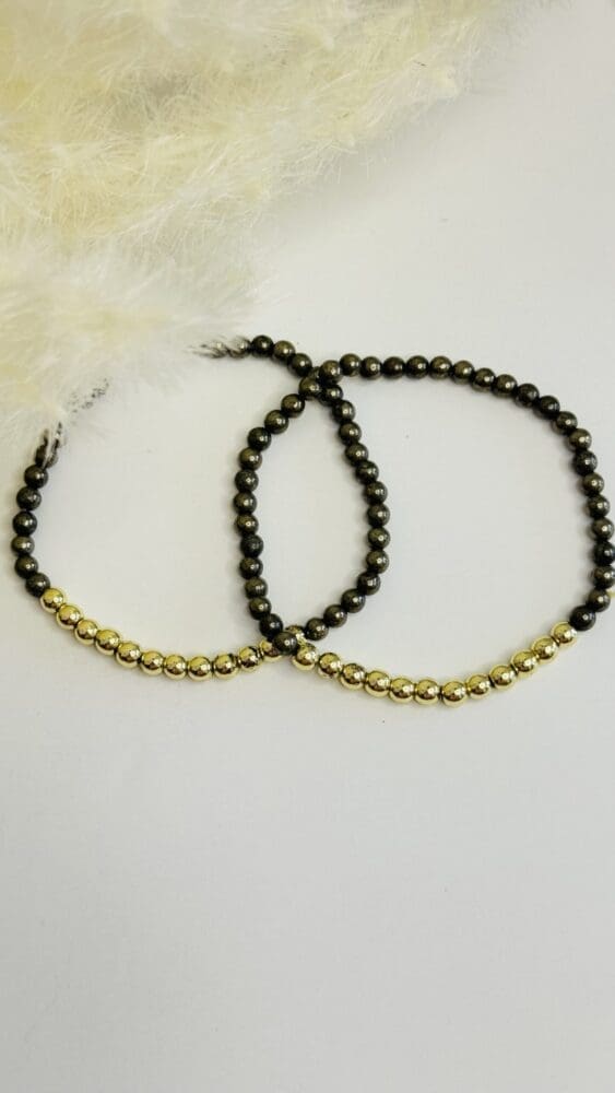 Hematite with Gold Beads (Set of 2)
