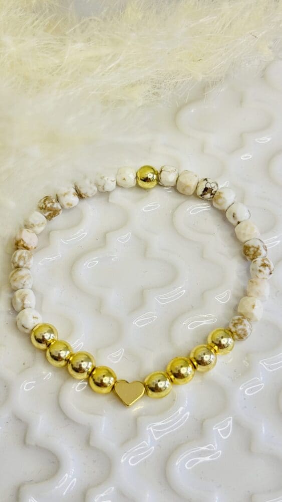 Agate with Hematite & Gold Heart