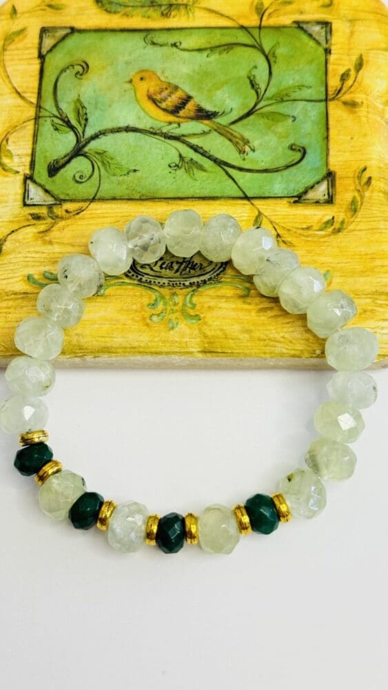 Faceted Prehnite with Emerald Jade