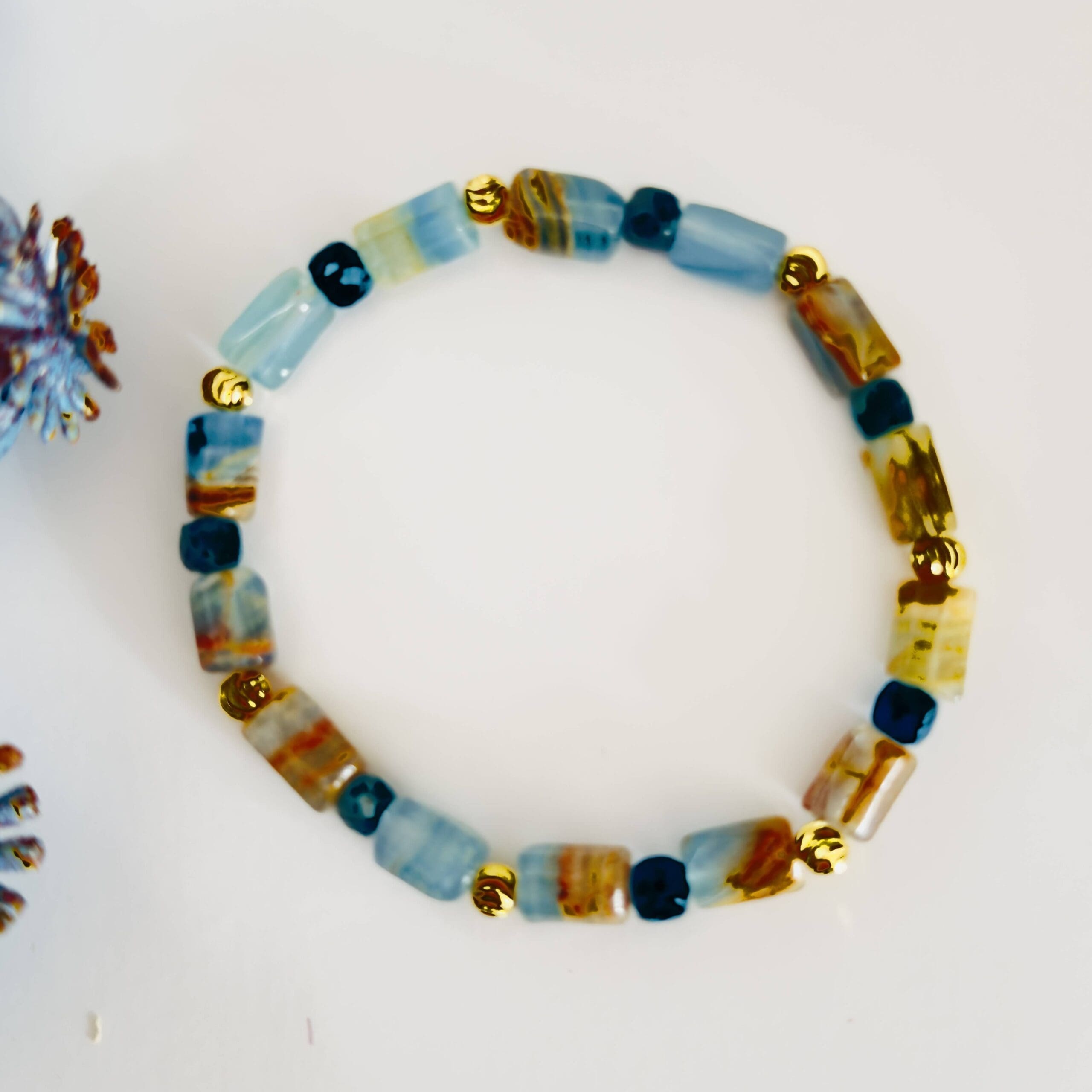 Aquamarine with Apatite & gold spacers