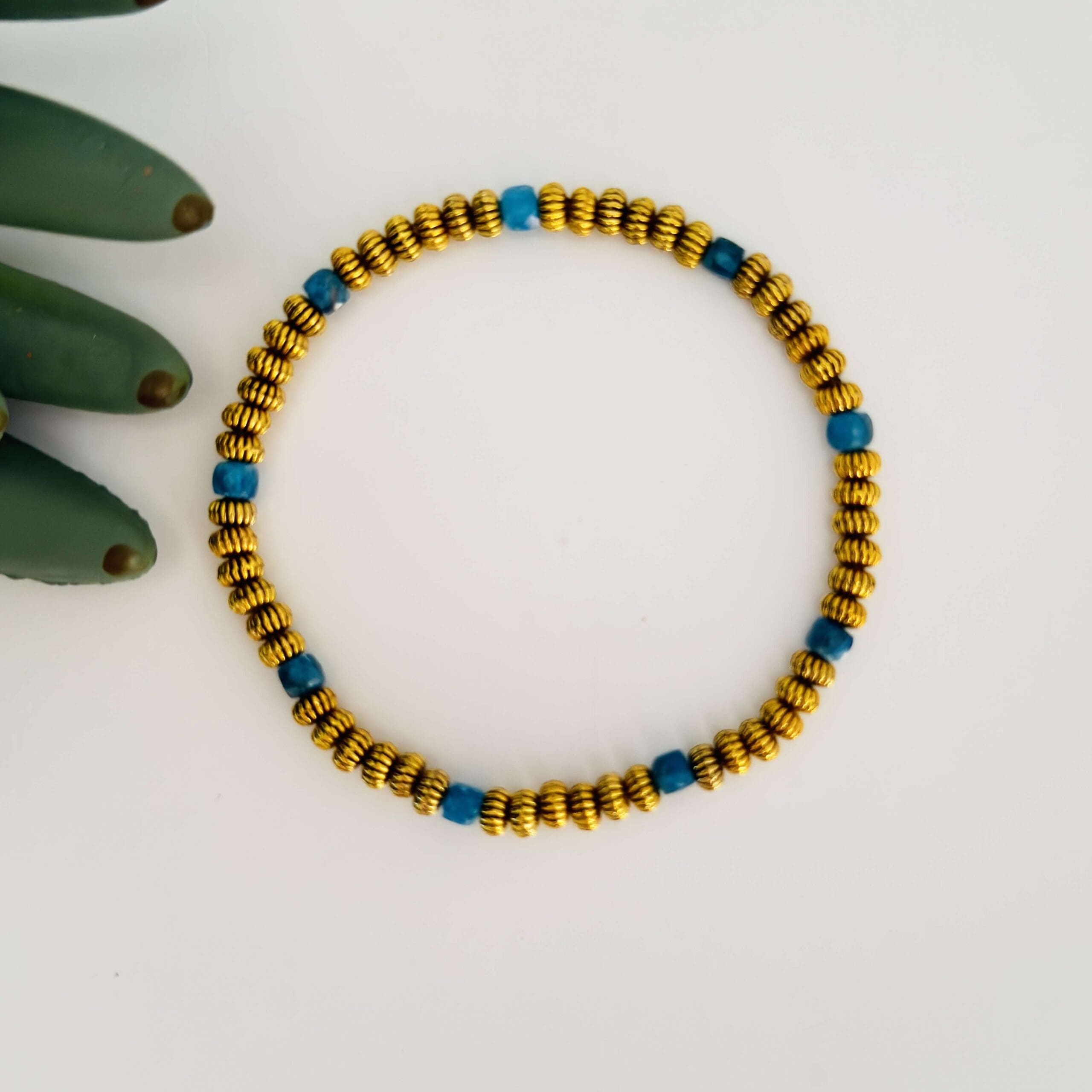 Gold filled beads with Apatite stones