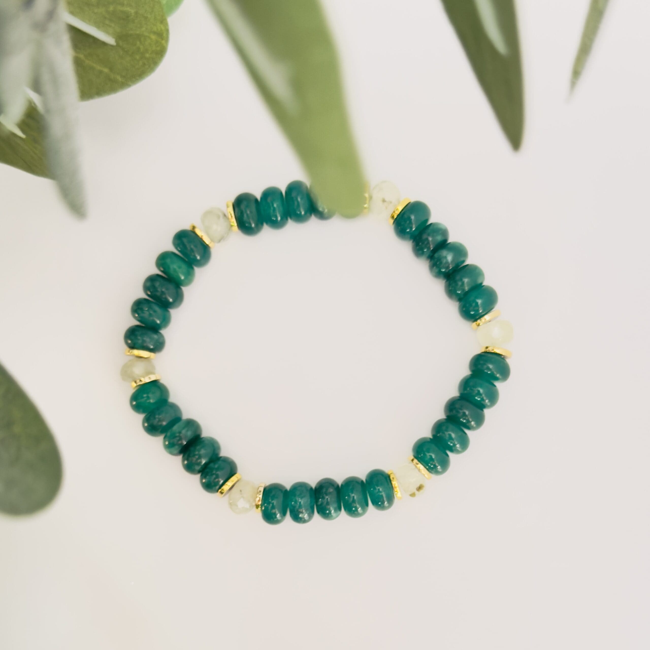 Green Jade with Prehnite & gold filled spacers