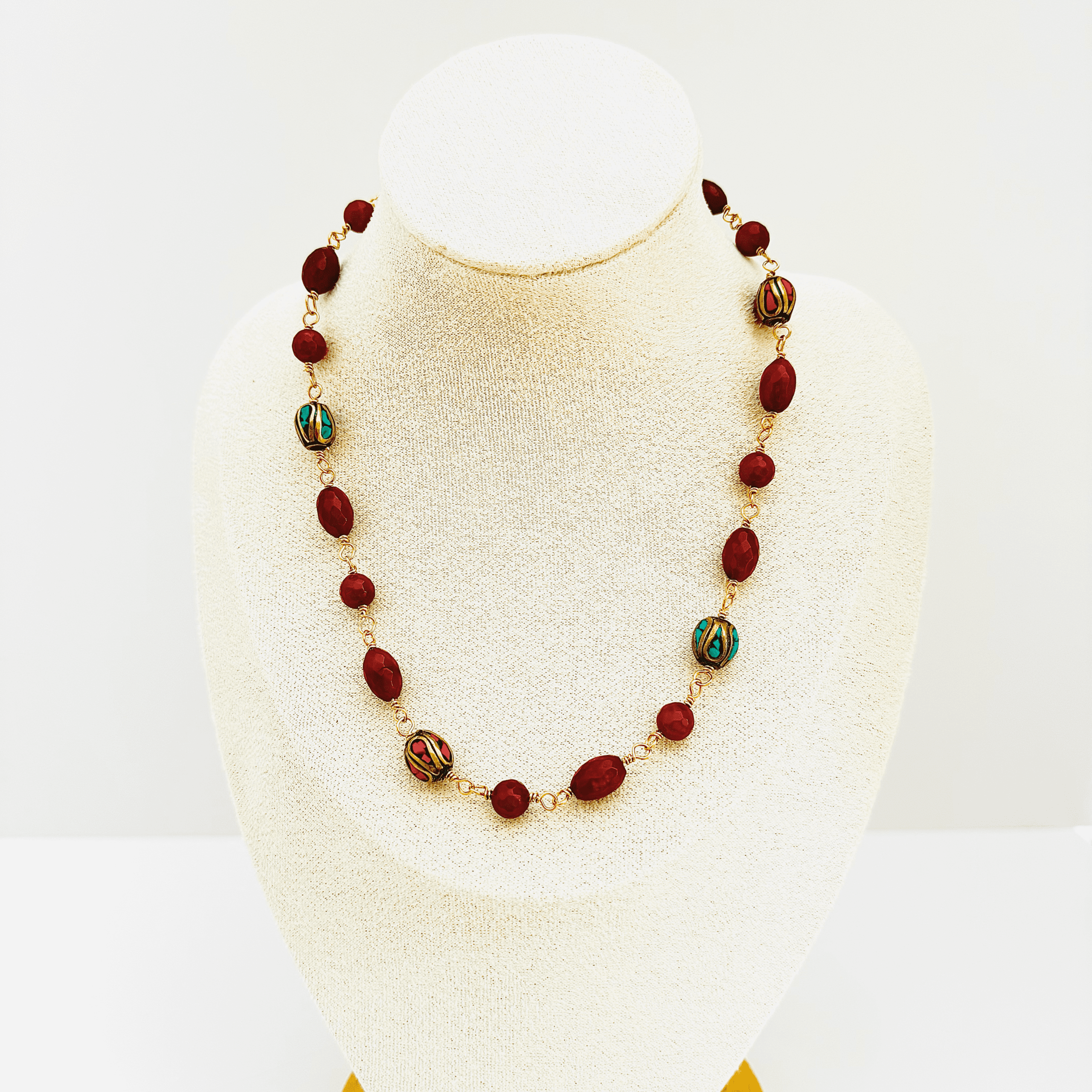 Ruby Jade with Tibetan Beads